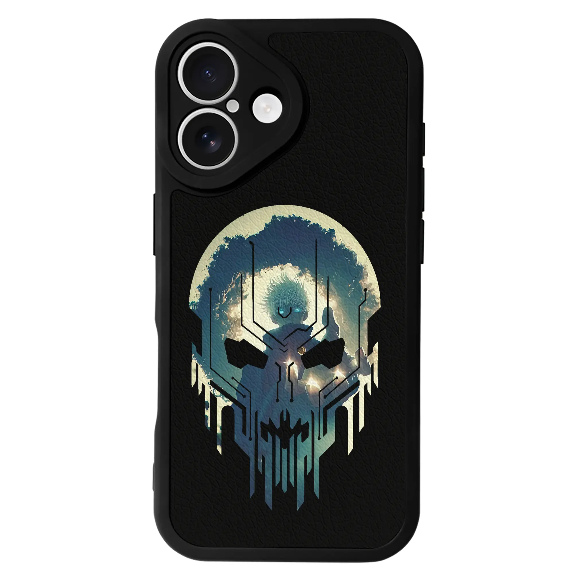 呪術廻戦 グッズ,五条 悟 - IPhone 16シリーズ対応 ・ シリコンスマホケース ・ レザー調 ・ 高精度フィット ・ 耐衝撃 ・ ワイヤレス充電対応 ・ 精密カット